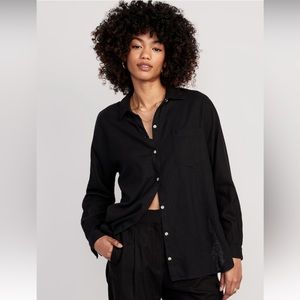 Old Navy linen blend boyfriend shirt